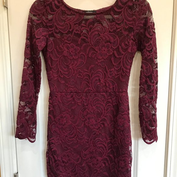 wine red lace dress